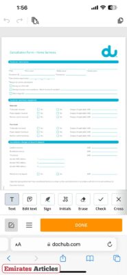 Du Cancellation Form